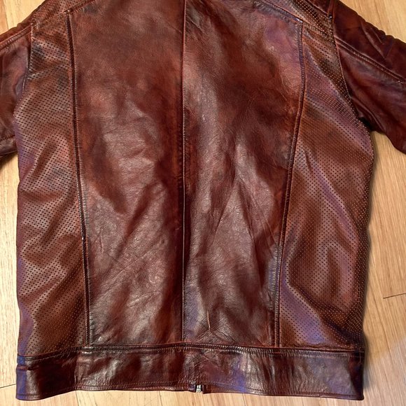 Men Distressed Brown Motorcycle Leather Jacket - Best Leather Riding Jacket Med - Picture 2 of 6